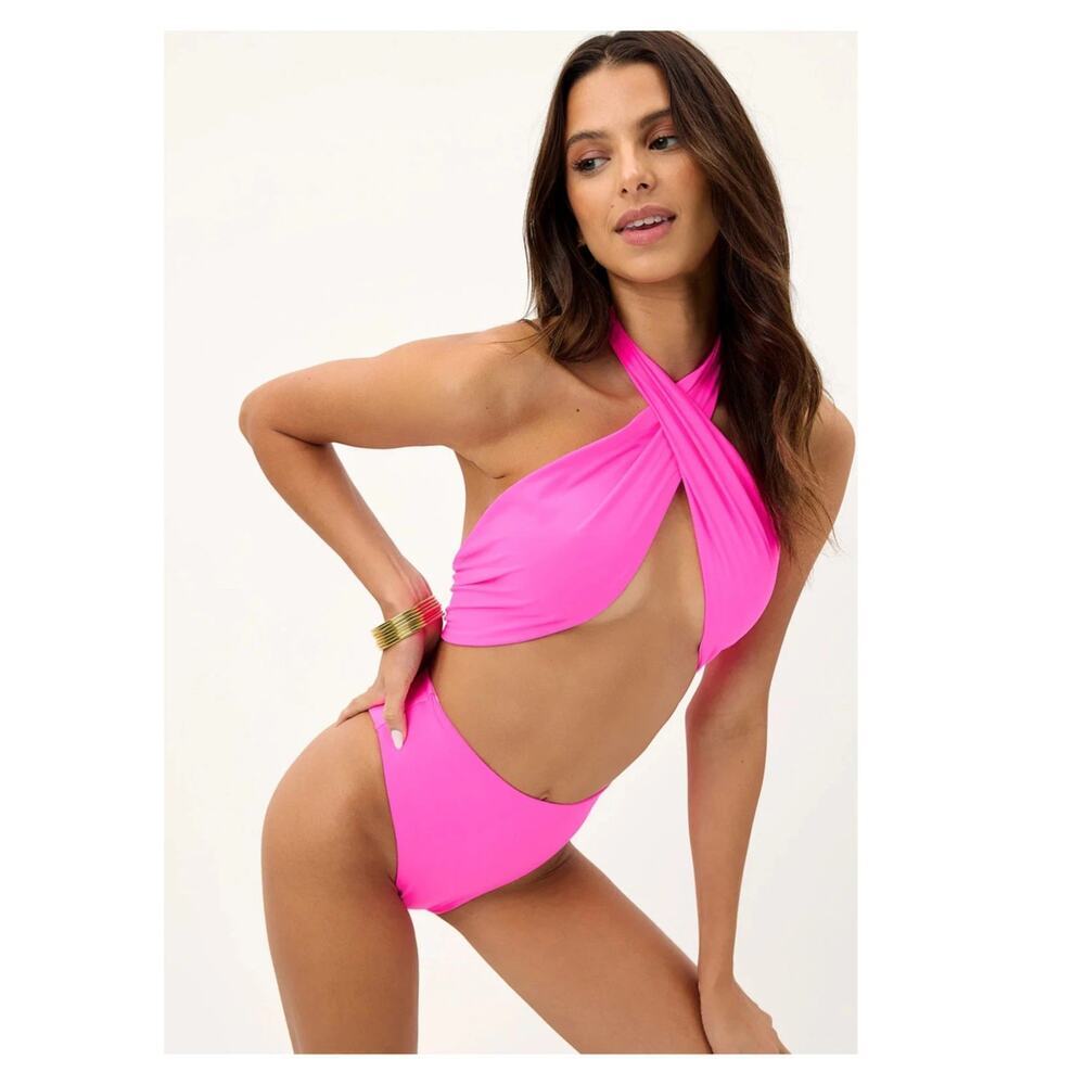 Frankies Bikinis Dorothy Halter One-Piece Swimsuit Size Medium